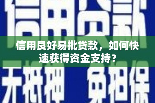 学甲信用良好易批贷款，如何快速获得资金支持？