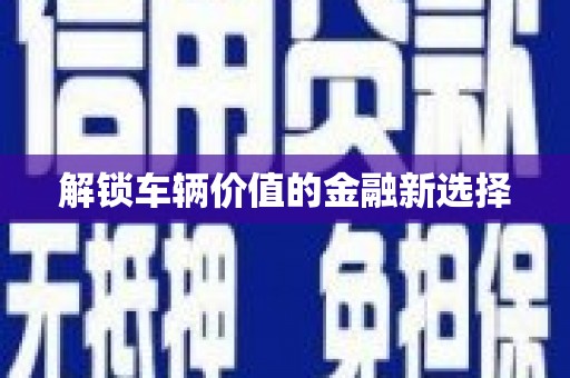 学甲解锁车辆价值的金融新选择