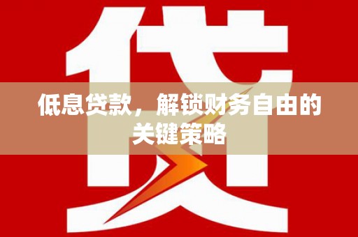学甲低息贷款，解锁财务自由的关键策略