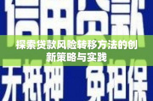 学甲探索贷款风险转移方法的创新策略与实践